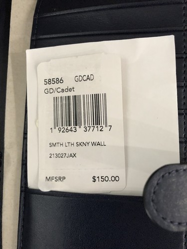 COACH 58586 Skinny Leather Wallet GD/CADET, RETAIL $150 NWT
