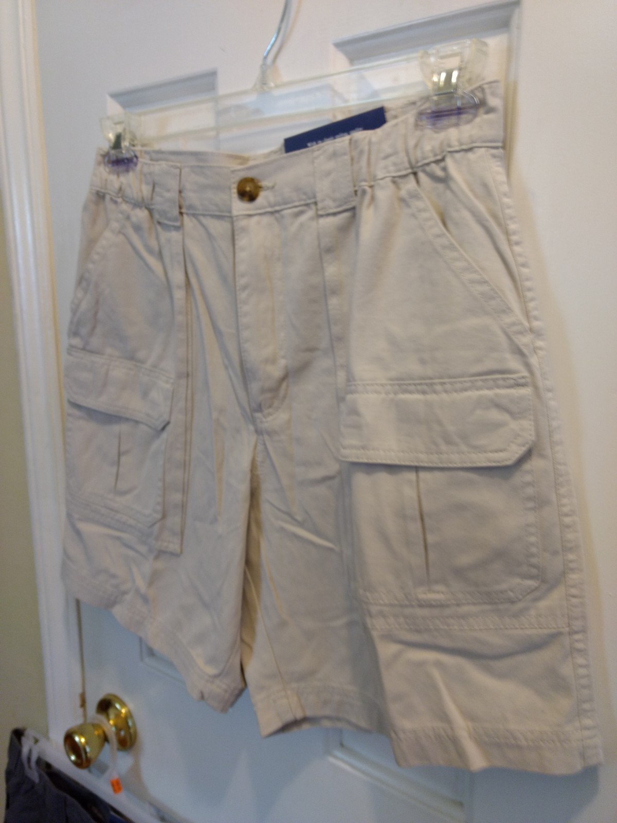 NWT Croft & Barrow Mens Cargo Shorts Set of 2, Grey & Tan Size 32 Side Elastic