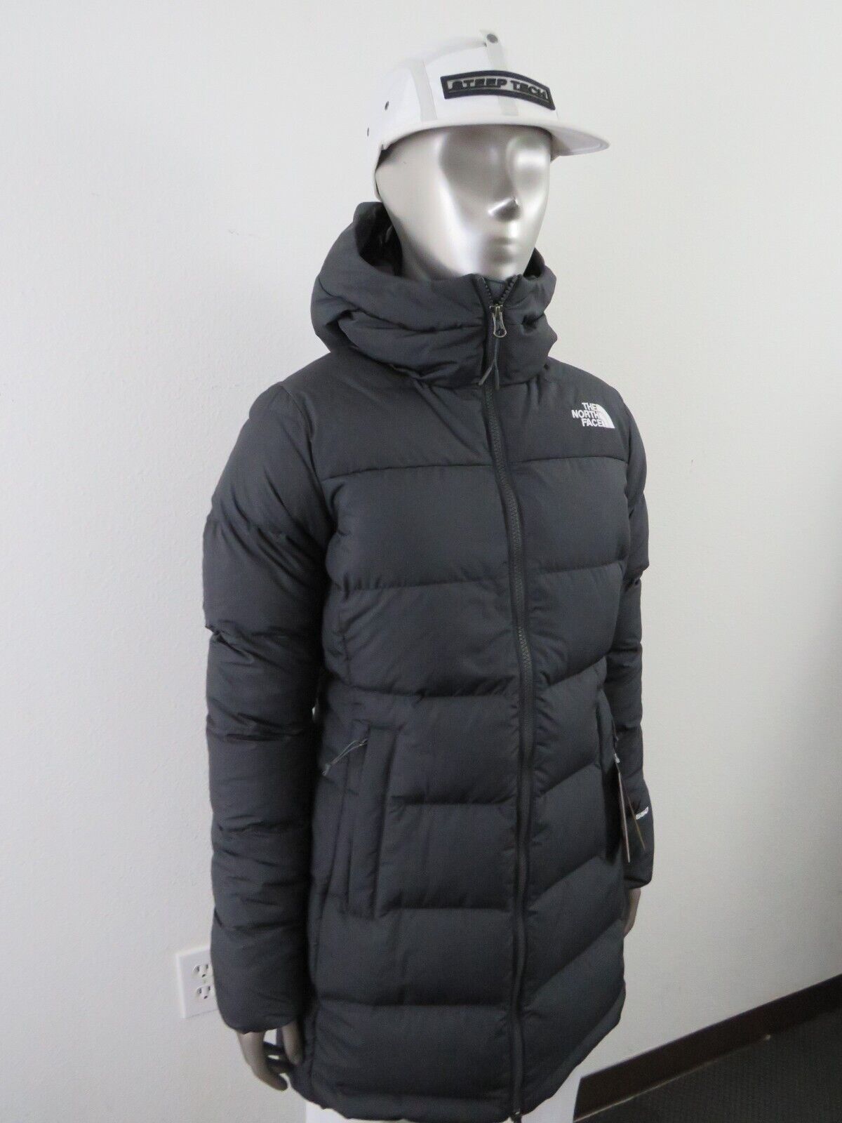 Pre-owned The North Face Womens  Gotham Mid Parka 550-down Winter Jacket Hooded - Asphalt In Gray