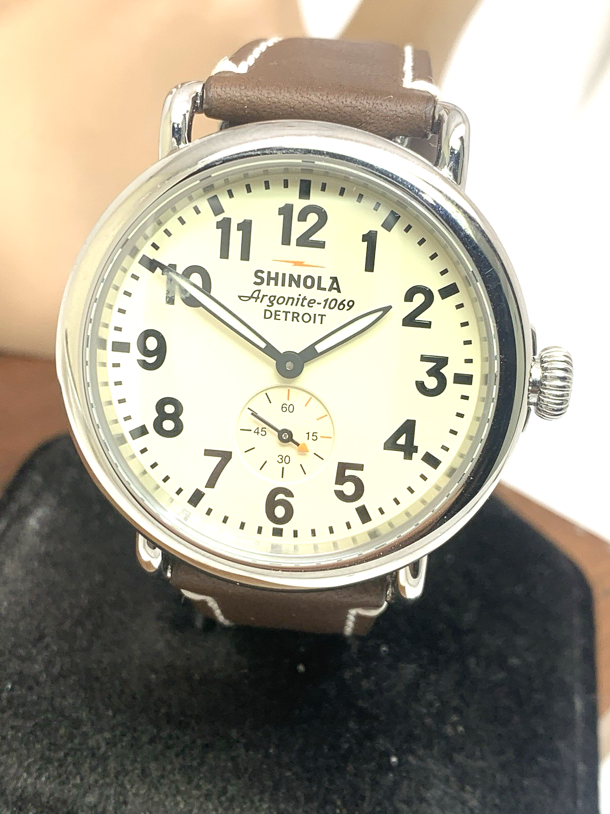 Shinola Men's Watch S0110000110 Runwell Quartz Cream Dial Brown