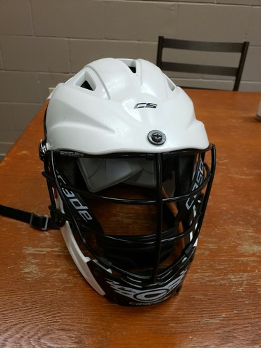 CASCADE CS WHITE YOUTH Lacrosse Helmet w/ Chin Strap OSFM up to 21
