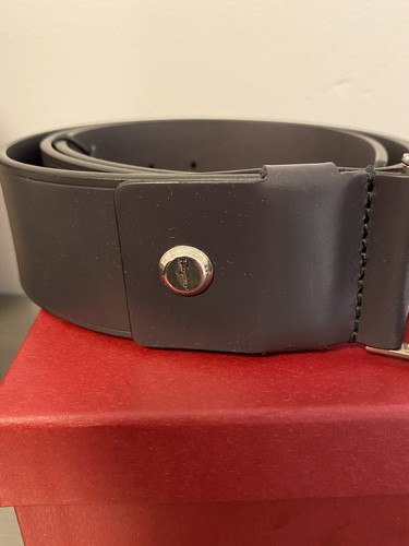 Pre-owned Ferragamo Authentic Salvatore  Gancini Adjustable Black Leather Belt Mens 95