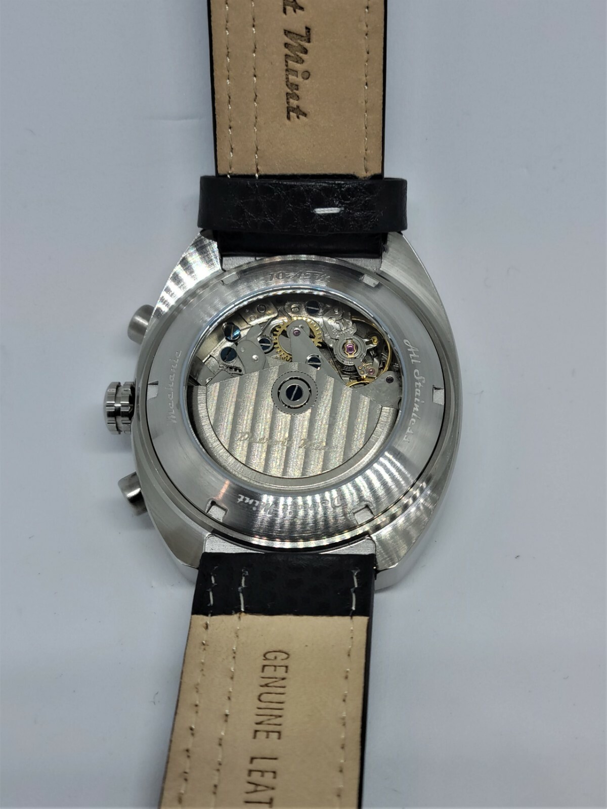 Pre-owned Detroit Mint Mechanic Automatic Chronograph White Panda 7734 Style