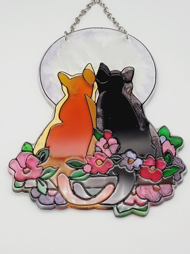 Joan Baker Designs STAINED GLASS Suncatcher CATS In