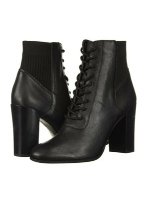 

KENNETH COLE NEW YORK Женские черные кожаные ботильоны Justin с круглым носком, размер 7,5 м, Черный, JUSTIN LACE UP BOOTIES