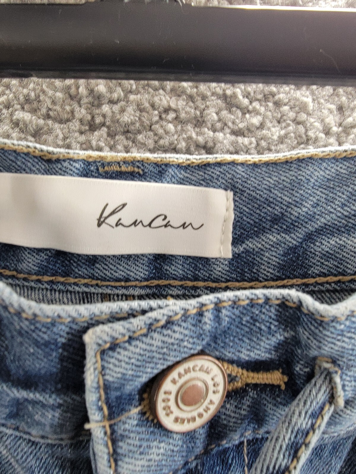 KanCan Hilo Ultra High Rise 90's Flare Jeans Womens 13/30 Medium Blue Button Zip - Picture 11 of 18