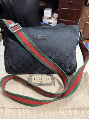 Gucci Web Black Gg Cross bag Shoulder bag Black Small | eBay Gucci Web Black Gg Cross bag Shoulder bag Black Small | eBay
