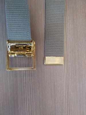 USMC Khaki Web Belt with heavy brass open face buckle