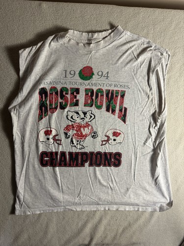 Wisconsin Badgers NCAA Rose Bowl Champs 1994 Cut Off T Shirt