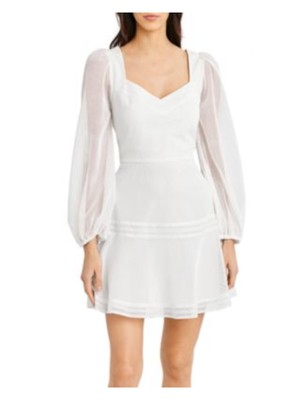 Женское короткое платье BCBG MAXAZRIA из белой сетки с эластичными манжетами на подкладке 4