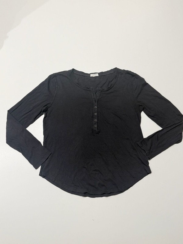 Z Supply Organic Henley Long Sleeve Size M Black Cotton Top Dexter minimalist