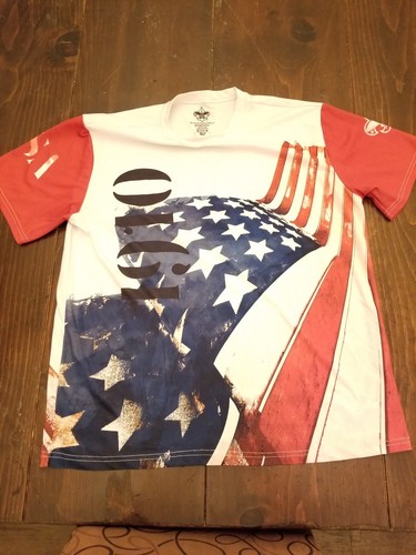 BSA BOY SCOUTS 1910 AMERICAN FLAG JERSEY SHIRT 100% Recycled Polyester Medium