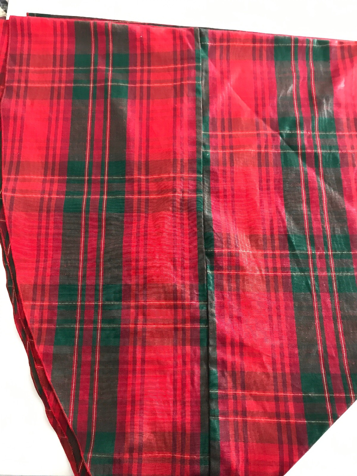 Fabric Christmas Red and Green Plaid Tablecloth 90