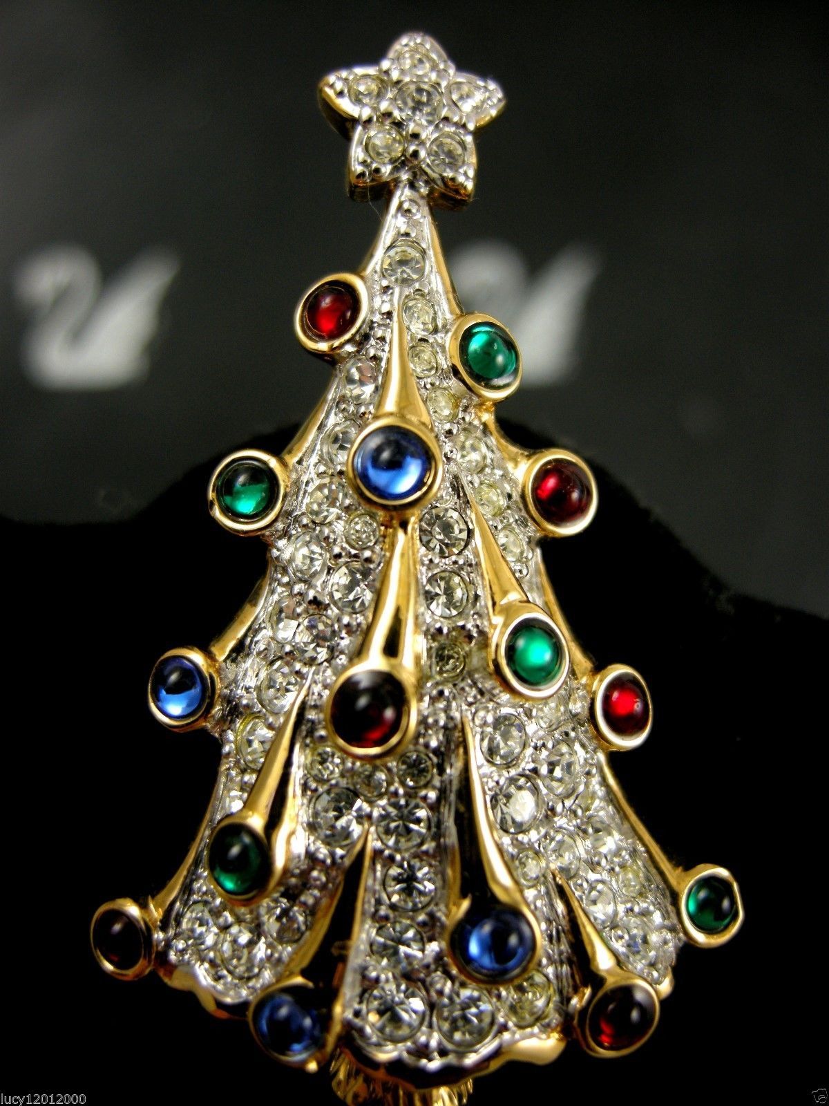 swarovski christmas tree brooch