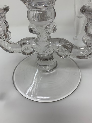 Antique Crystal Candelabra Candle Holder with Removable Flower Arms Bud Vase