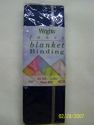 Wrights Satin Blanket Binding- Navy, Pink, Hunter, Delft Blue 2'' x 4 3/4'' yds