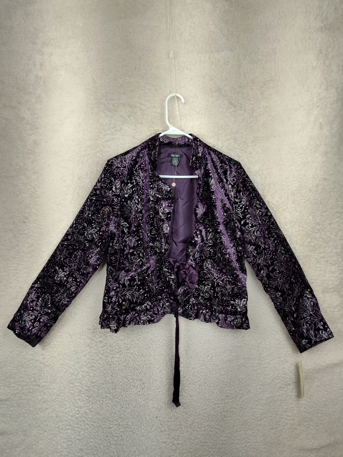 Bob Mackie Studio Women Jacket 8 Purple Floral Rayon Blend