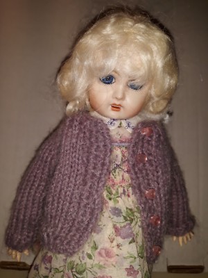 HANDKNITTED  Wool Lavender SWEATER for 11'' BLEUETTE & 14'' MARY HOYER by Elaine