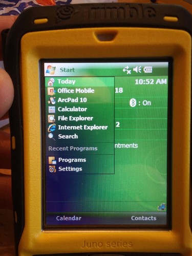 Trimble Juno SB with Otter Box and ArcPad 10 and sd card And Charging Cable.