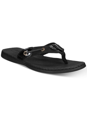 

SPERRY Женские черные кожаные шлепанцы с люверсами и носком морской рыбы 8,5 м, Черный, SEAFISH