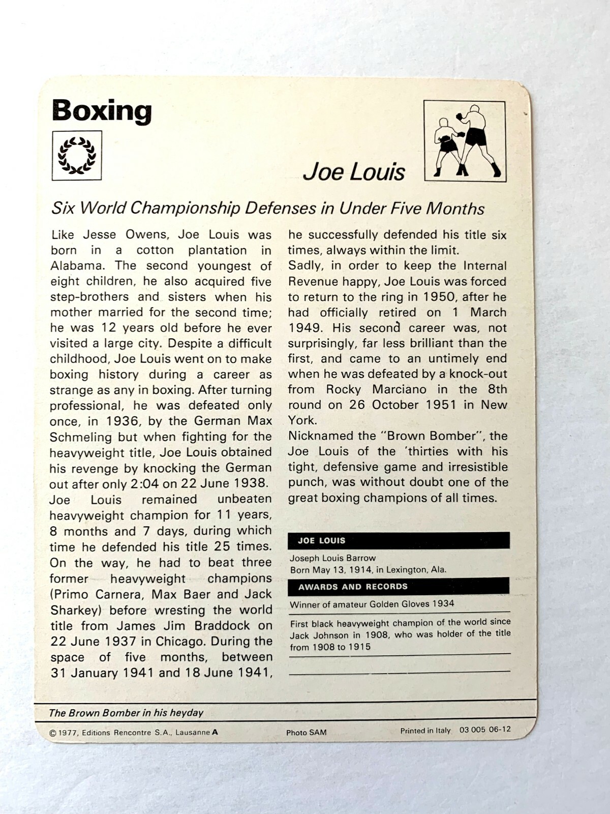 Sportscaster Boxing lot: Ali, Joe Louis, Sugar Ray Robinson, Teofilo Stevenson