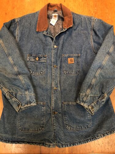 Vintage Carhartt Denim Wool Blanket Lined Chore Jacket Mens Vintage Carhartt Denim Wool Blanket Lined Chore Jacket Mens