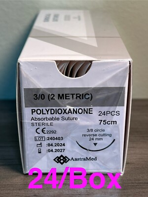Sutures 3/0 PDO/PDS 24/Box Veterinary Dental Medical Polydioxanone Monofilament
