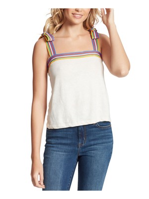 

JESSICA SIMPSON Женская белая майка без рукавов с лентой и лентой для юниоров, Белый