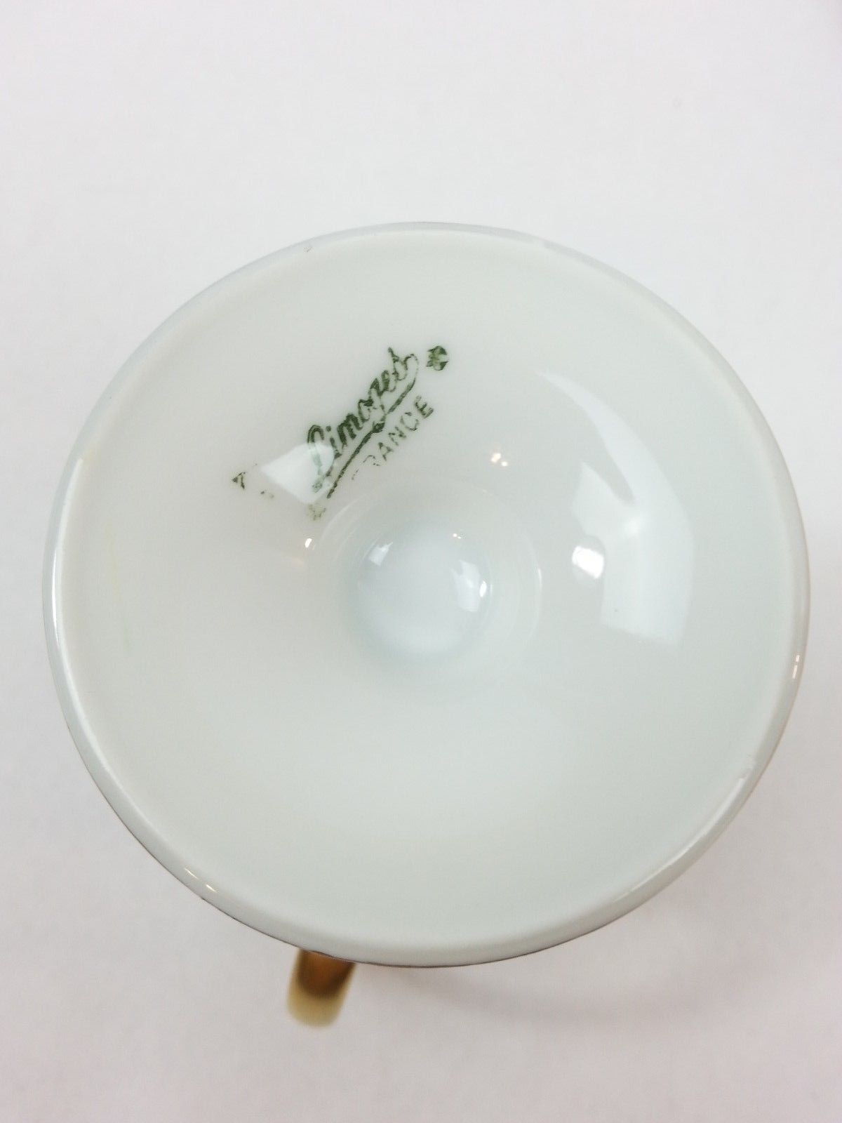 Limoges Estate Porcelian Demitasse Pedestal Cup & Saucer Set France Gold Gilt