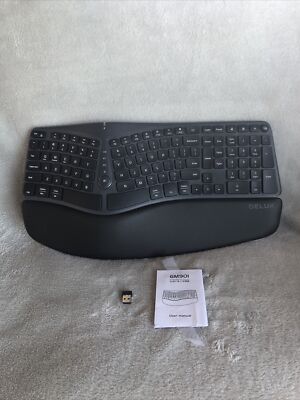 DELUX GM901D Wireless Split Ergonomic Keyboard 2.4G USB Bluetooth w/ Palm Rest