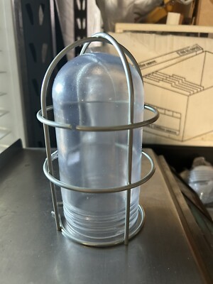 Bunker Lighting Globe Glass  Coated W Cage  Light Stainless Steel .