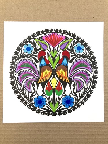 Polish Wycinanki Paper Cut Out Folk Art Decor 9” Lowicz Made in Poland