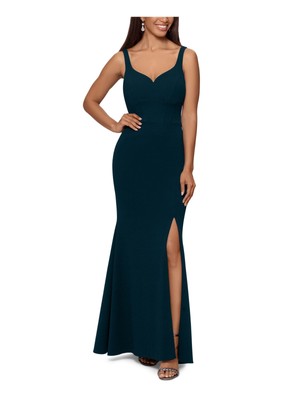 XSCAPE Womens Green Lined Adjustable Straps Sleeveless Formal Gown Dress 12