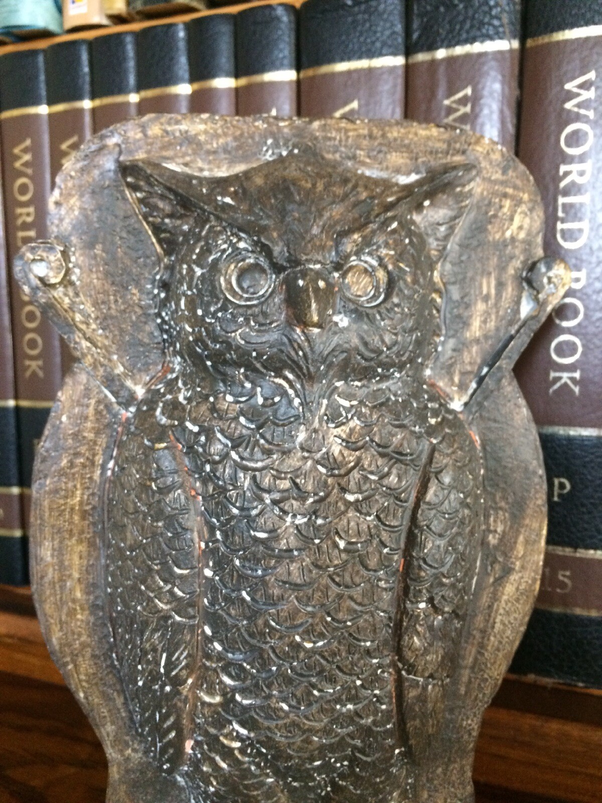 Primitive Tin Style Owl Bronze Resin Chocolate Mold Rustic Halloween Home Decor