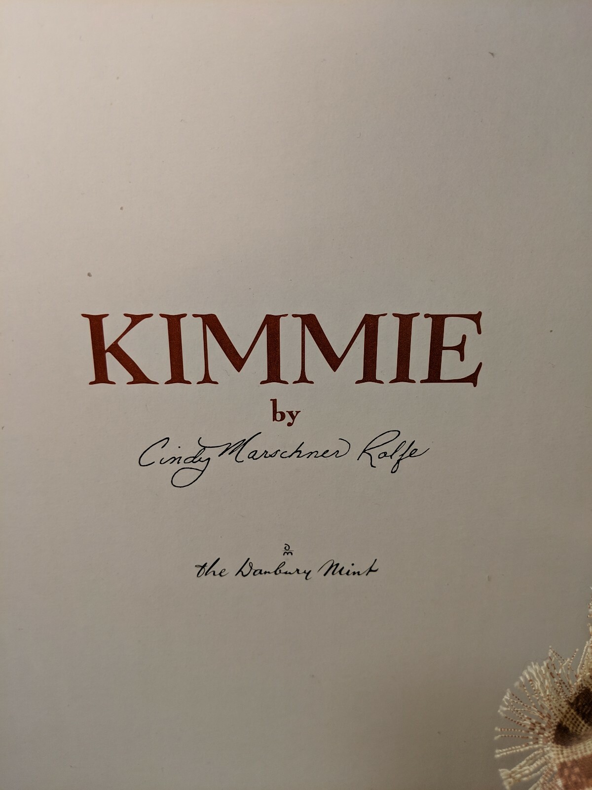 Danbury Mint Kimmie Porcelain Doll Cindy Rolfe