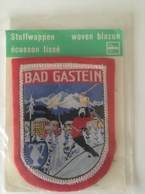 VINTAGE 70S BAD GASTEIN AUSTRIA ALPS SKI RESORT EMBROIDERED PATCH