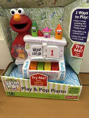 Elmo's World Mattel Sesame Street Play & Pop Piano 2002 New! HTF