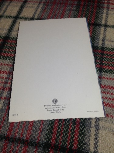 'Best Wishes for your Trip' VTG greeting card airplane plane glitter scalloped