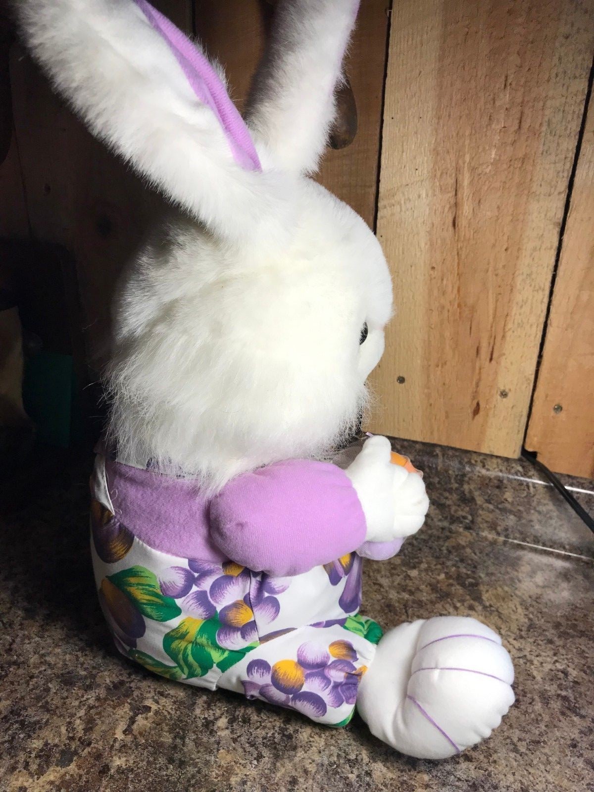 Kids of America Stuffed Plush Purple Floral Easter Bunny Rabbit