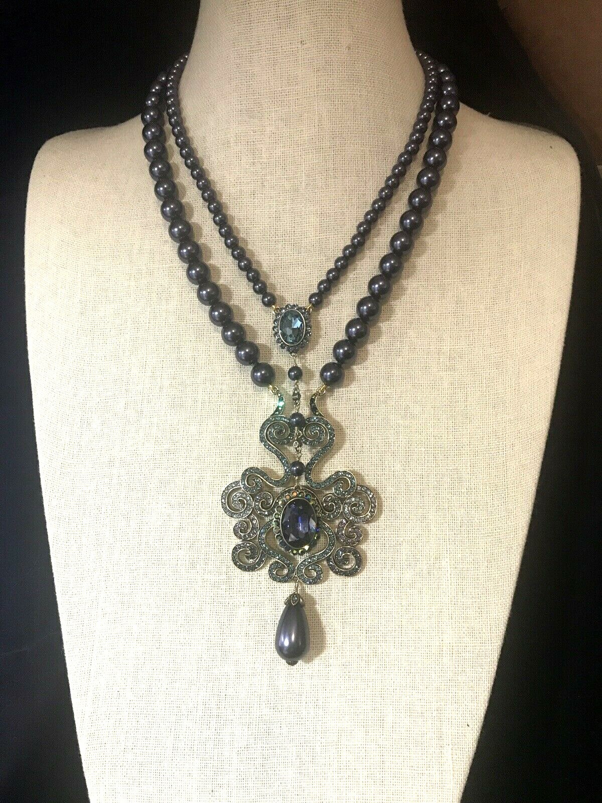 Pre-owned Heidi Daus "dynamic Elegance" Beaded Crystal Necklace