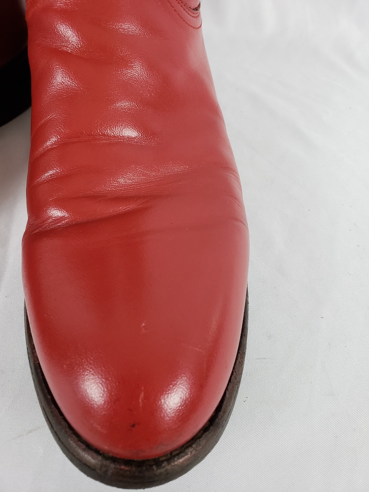 Vintage Justin Red Roper Boots Signed by Country Music Singer Steve Wariner