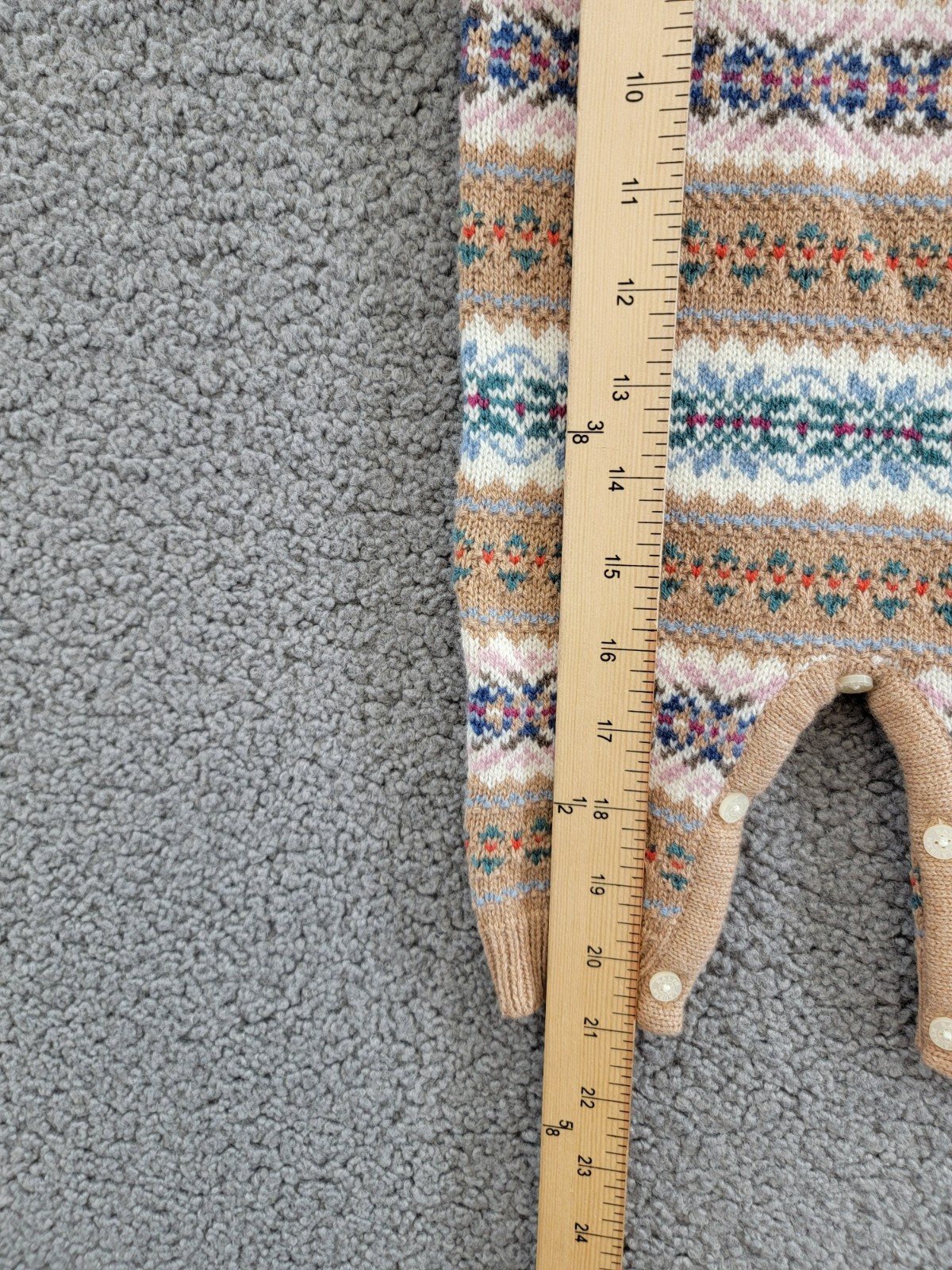 Ralph Lauren Fair Isle Wool Blend Sweater Coveralls Baby Boys' 3-6M Khaki Multi - Picture 10 of 20