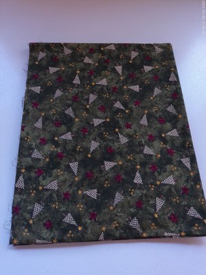 Christmas Fabric 1 Yard Country Green w/Trees and Stars from Northcott