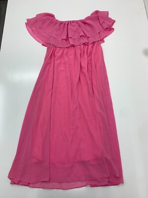 Womens Pink Layered Elastic Neck Dress Size XXL