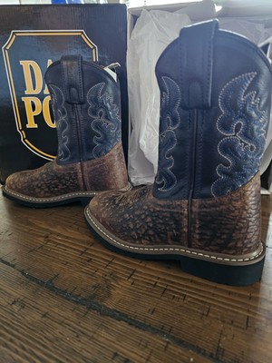 Dan Post Kids Boys Rust/Blue Brantley 8in Square Cowboy Boots Leather