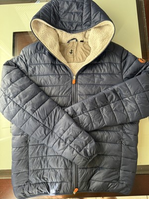 Save The Duck Unisex Black  Sherpa Hooded Ultra Light Jacket Small