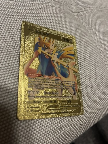 Pokemon Zacian V 220HP Gold Foil Fan Art Card 138/202 | eBay