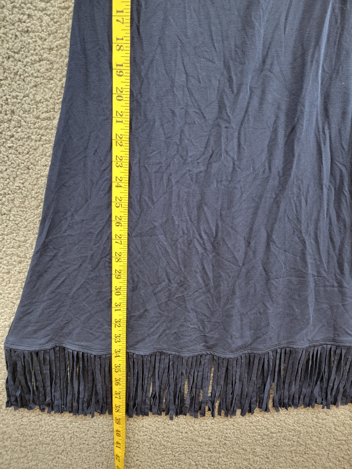 Karen Kane Fringe Hemline Dress Women's XS Navy Round Neck Pullover Style - Picture 7 of 15