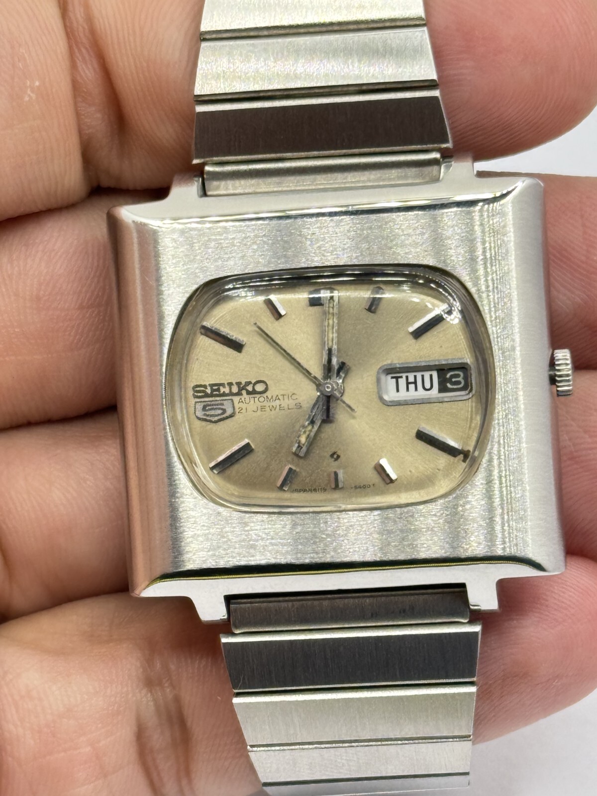 Vintage Tv Shape Seiko 5 Automatic 6119-5401 Day/Date Men's