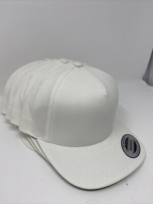 Yupoong 6089M Classic Snapback Hats Includes 4 All White New (read)